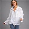 Mujer campera lino capucha bordada lentejuelas italiana - IB