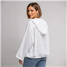 Mujer campera lino capucha bordada lentejuelas italiana - IB