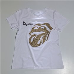 Mujer Remera algodon bordado lentejuelas THE ROLLING STONES