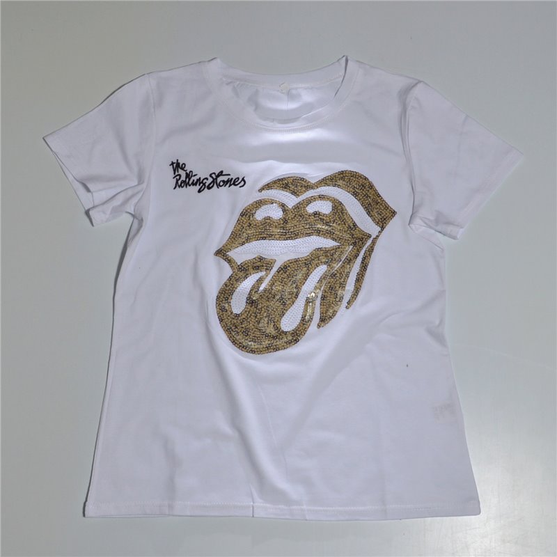 Mujer Remera algodon bordado lentejuelas THE ROLLING STONES