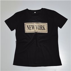 Mujer Remera modal estampa NEW YORK brillos