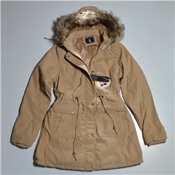 Mujer Parka gabardina abrigo capucha piel desmontable