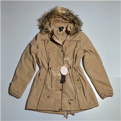 Mujer Parka gabardina abrigo capucha piel desmontable