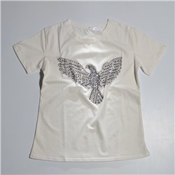 Mujer Remera algodon frente aguila piedras