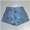 Mujer short jean rigido frente pinza ruedo