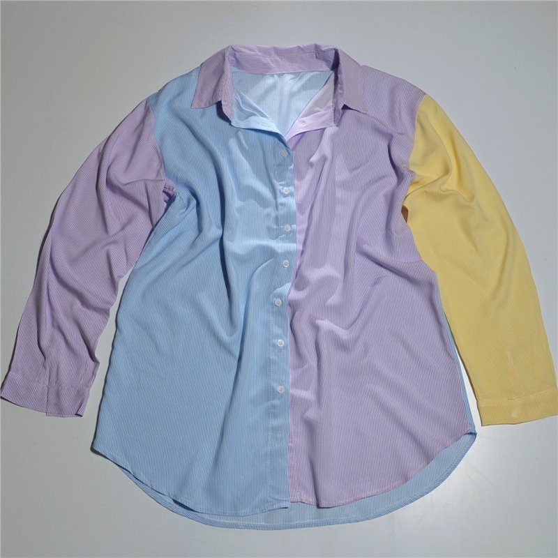 Mujer Camisa mini rayas colores combinados