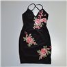 Mujer Vestido lycra frente bordado flores