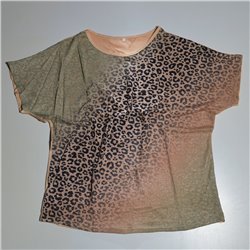 Mujer remera crep amplia estampa print brillos