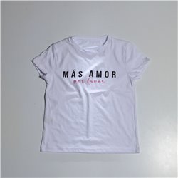 Mujer remera algodon estampa MAS AMOR POR FAVOR