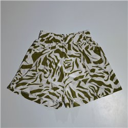 Mujer short lino estampa hojas frente bolsillo