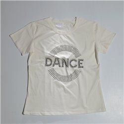 Mujer remera algodon estampa tachas brillo DANCE