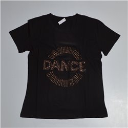 Mujer remera algodon estampa tachas brillo DANCE