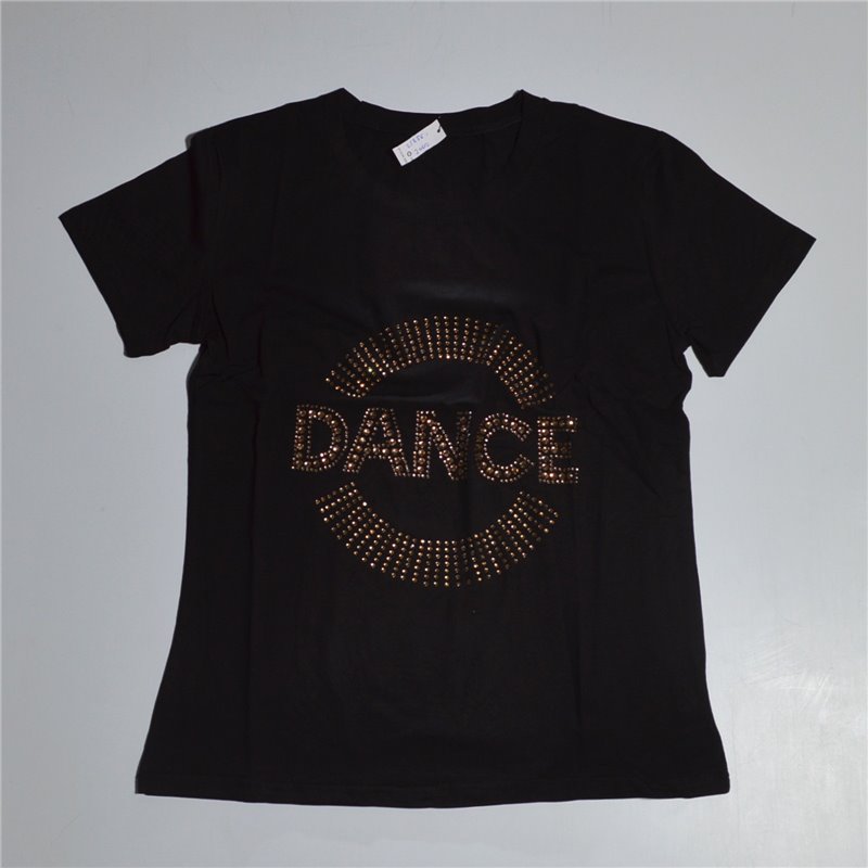 Mujer remera algodon estampa tachas brillo DANCE