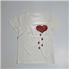 Mujer remera algodon frente corazon brillo lentejuelas