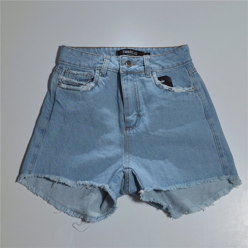 Mujer short jean rigido clasico desflecado