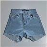 Mujer short jean rigido clasico desflecado