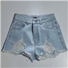 Mujer short jean rigido frente rotura desflecado