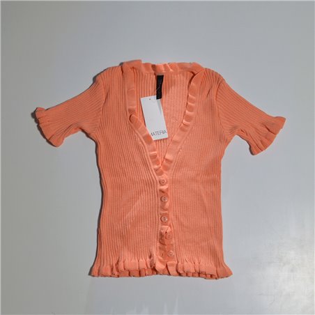 Mujer remera hilo frente botones escote V