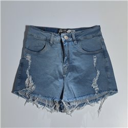 Mujer Short jean elastizado frente rotura desflecado