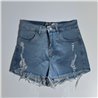 Mujer Short jean elastizado frente rotura desflecado