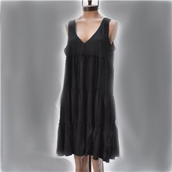 Mujer vestido broderie amplio escote V