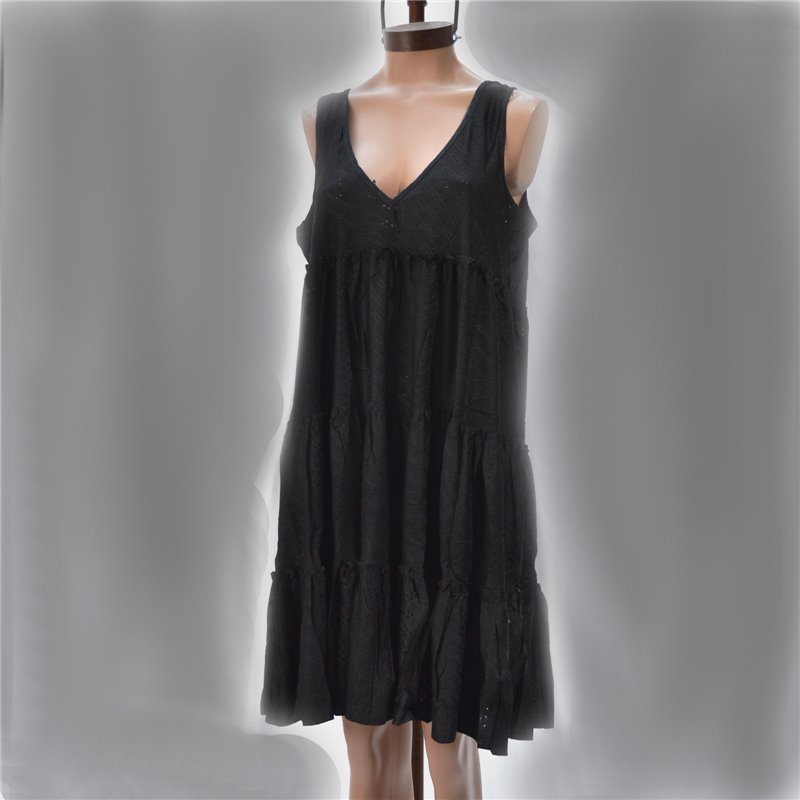 Mujer vestido broderie amplio escote V