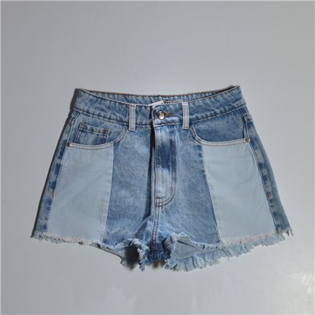 Mujer short jean rigido combinado