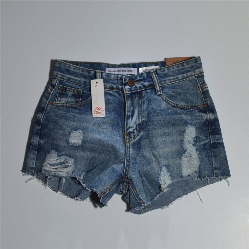 Mujer short jean rigido frente rotura