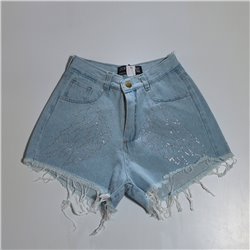 Mujer short rigido frente brillo puño desflecado ALAS