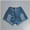 Mujer short jean rigido frente rotura desflecado