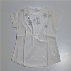 Mujer remera tejida frente brillo estrellas