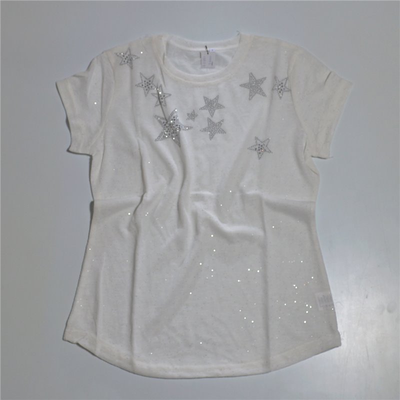 Mujer remera tejida frente brillo estrellas