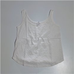 Mujer musculosa engomada broderie escote redondo