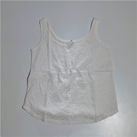 Mujer musculosa engomada broderie escote redondo