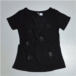 Mujer remera algodon escote V CIRCULOS PIEDRAS BRILLOS