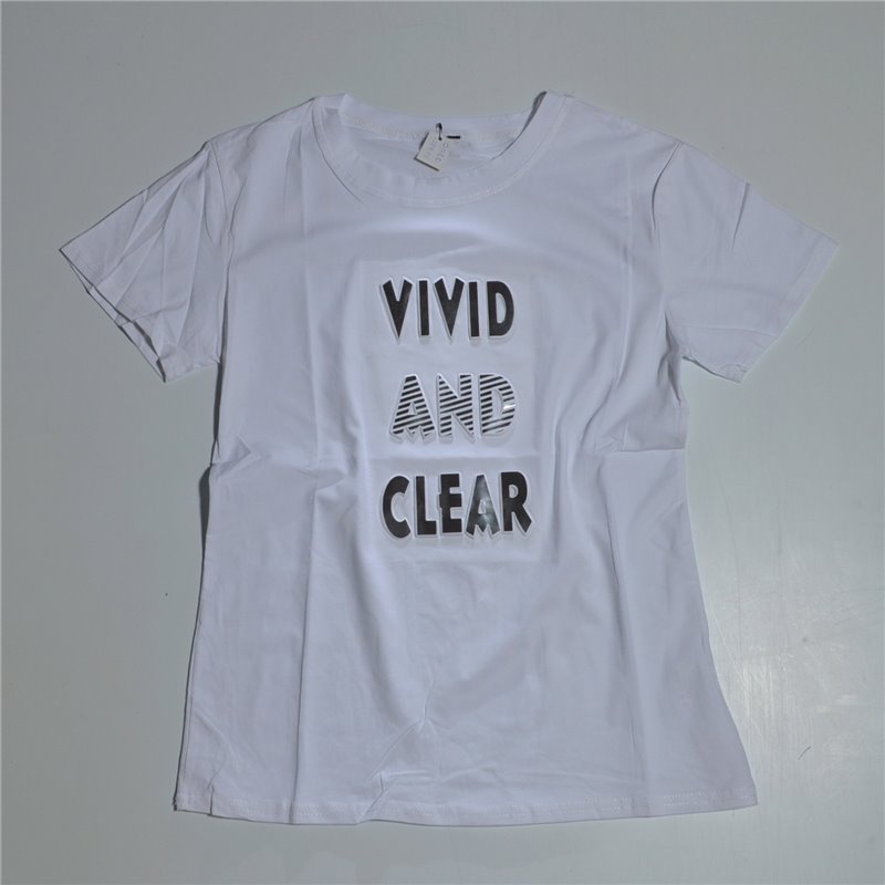 Mujer remera algodon estampa brillo engomado VIVID AND CLEAR