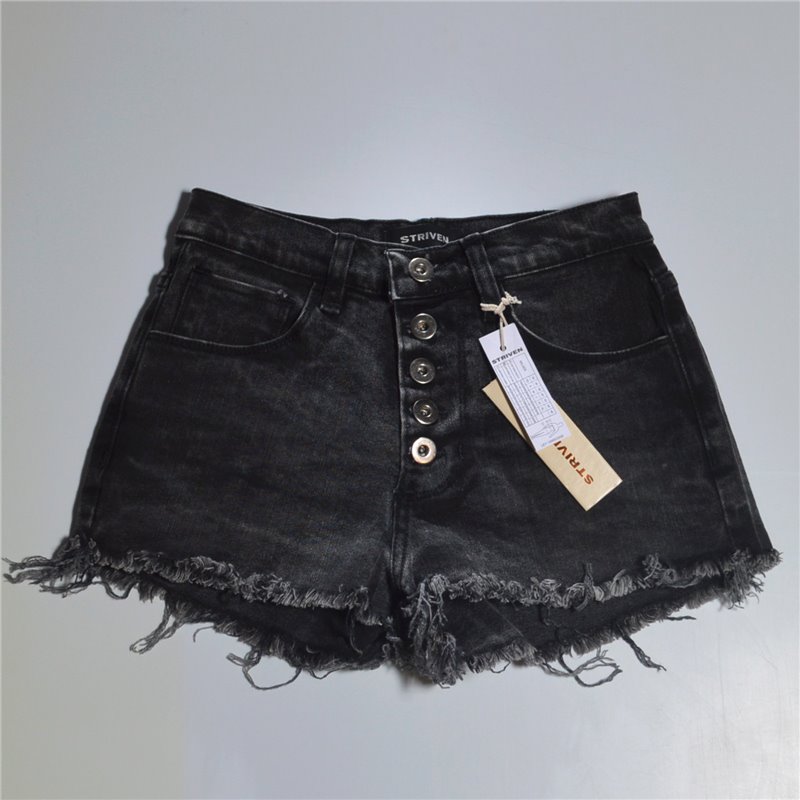 Mujer short jean elastizado desflecado frente botones