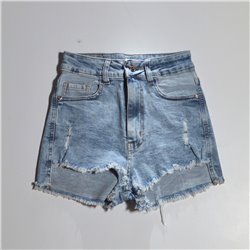 Mujer short jean elastizado desflecado pequeña rotura