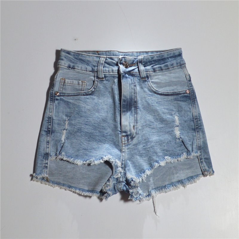 Mujer short jean elastizado desflecado pequeña rotura