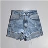 Mujer short jean elastizado desflecado pequeña rotura