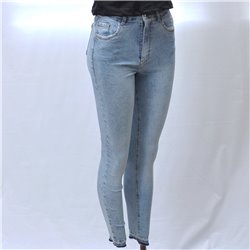 Mujer pantalon jean elastizado chupin desflecado