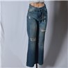 Mujer pantalon jean rigido recto con roturas