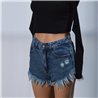 Mujer short jean rigido desflecado