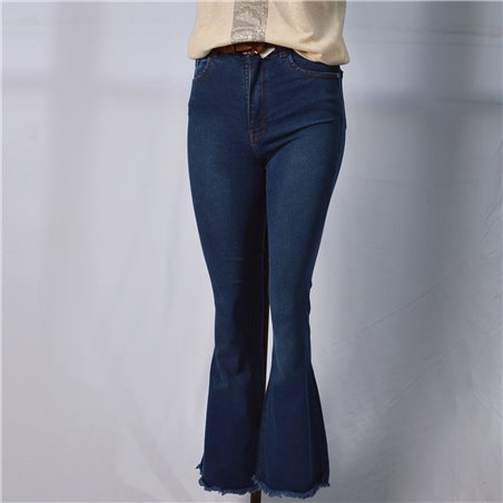 Mujer pantalon oxford jean elastizado desflecado