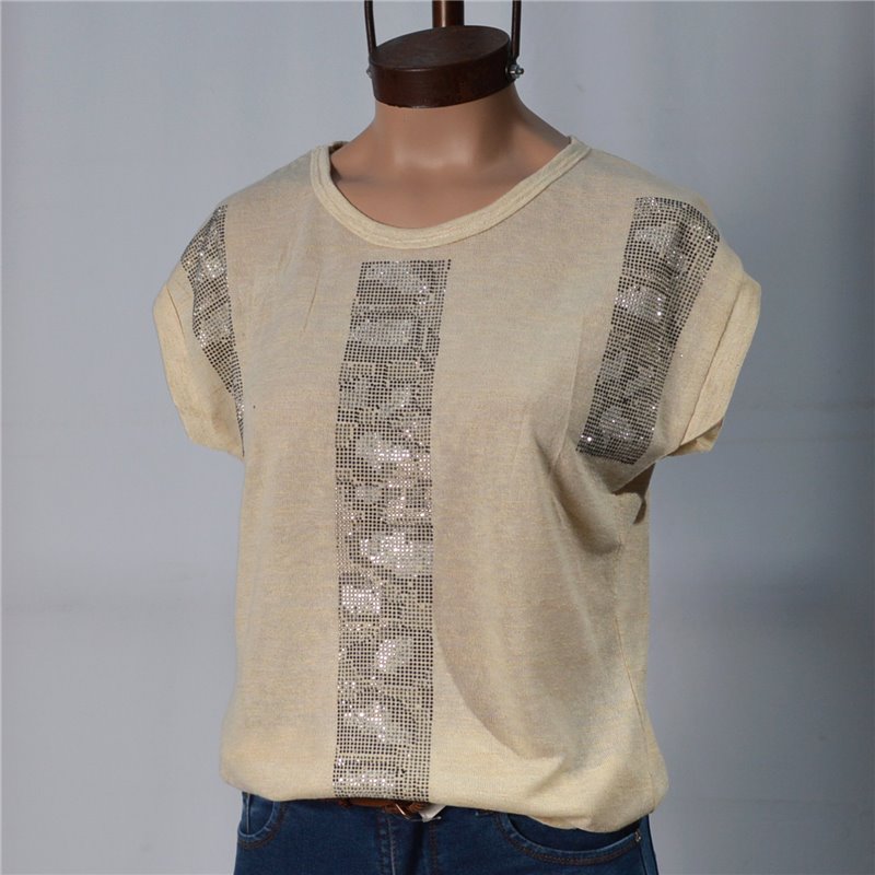 Mujer remera hilo estampa brillo print