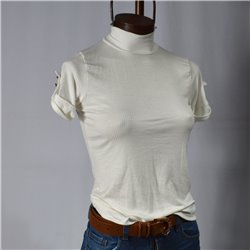 Mujer remera morley cuello polera botones en mangas