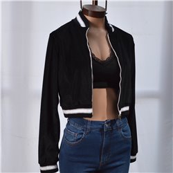 Mujer campera  plush corta cuello mangas tejida