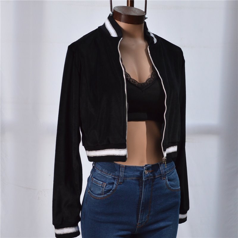 Mujer campera  plush corta cuello mangas tejida