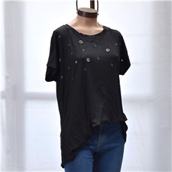 Mujer Remera modal amplia tachas brillo