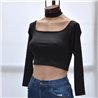 Mujer Remera modal gamuzado corta mangas largas cuello polera